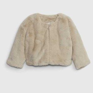 New girl's 12-18 months Baby Gap Faux-Fur shrug jacket in Neutral